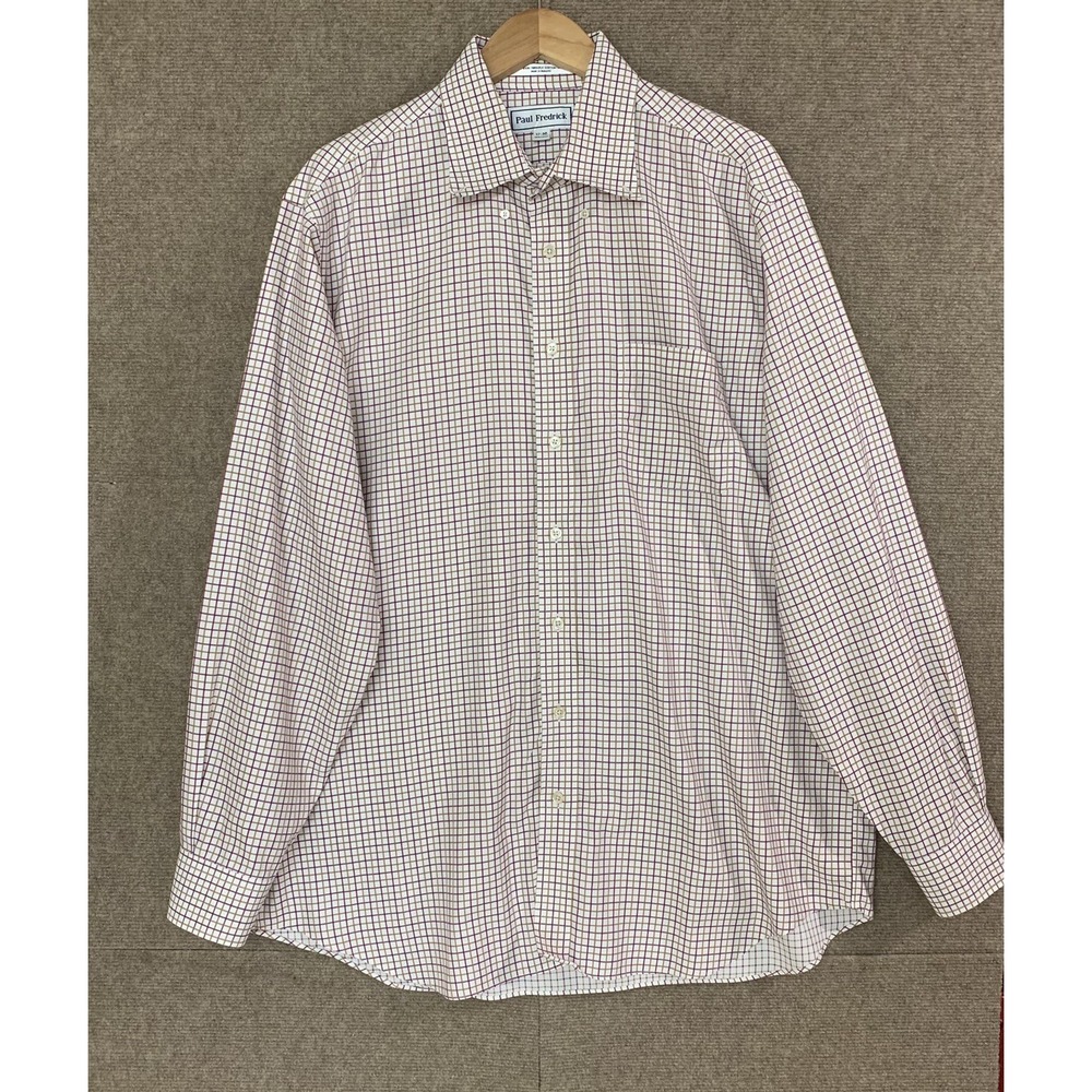 Paul Fredrick 100% Cotton Check Dress Shirt 17-36 Business Casual Preppy
